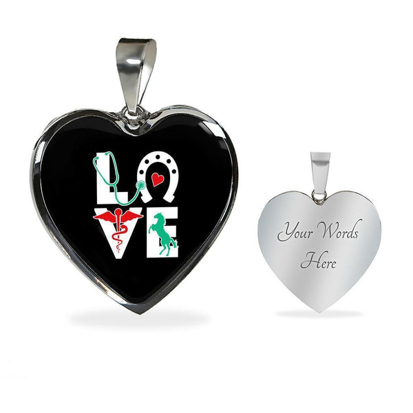 Equine Veterinarian Jewelry Gift Luxury Heart Necklace - Equine Love-Necklace-I love Veterinary