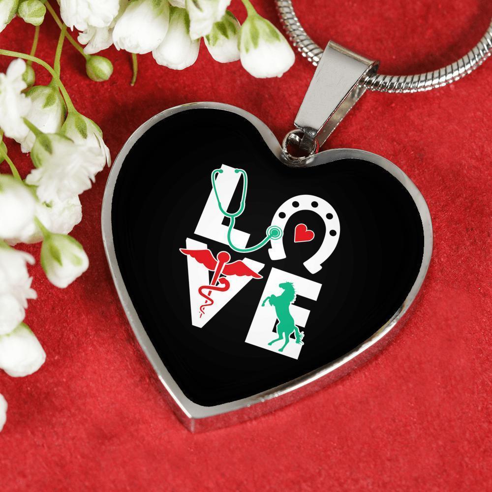 Equine Veterinarian Jewelry Gift Luxury Heart Necklace - Equine Love-Necklace-I love Veterinary