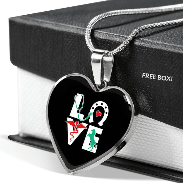 Equine Veterinarian Jewelry Gift Luxury Heart Necklace - Equine Love-Necklace-I love Veterinary