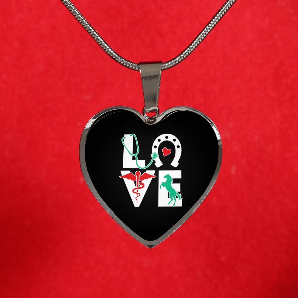 Equine Veterinarian Jewelry Gift Luxury Heart Necklace - Equine Love-Necklace-I love Veterinary