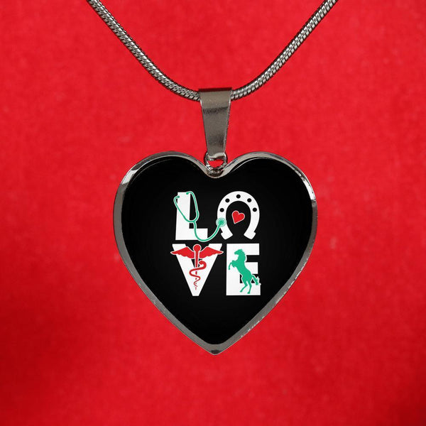 Equine Veterinarian Jewelry Gift Luxury Heart Necklace - Equine Love-Necklace-I love Veterinary