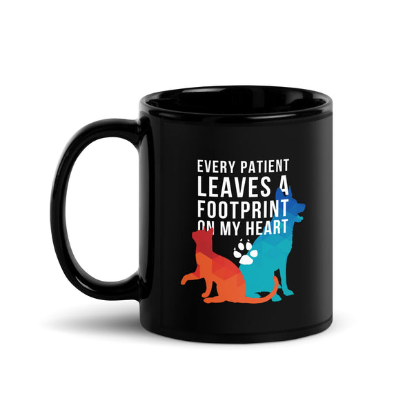 Every patient leaves a footprint on my heart Black Glossy Mug-Black Glossy Mug-I love Veterinary