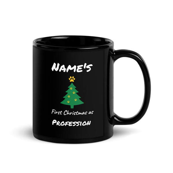 First Christmas As - Personalizable Full Color Mug-Black Glossy Mug-I love Veterinary