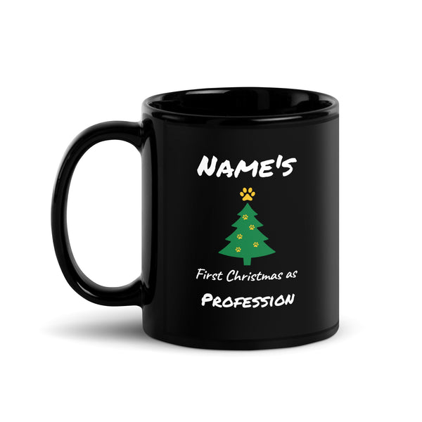 First Christmas As - Personalizable Full Color Mug-Black Glossy Mug-I love Veterinary