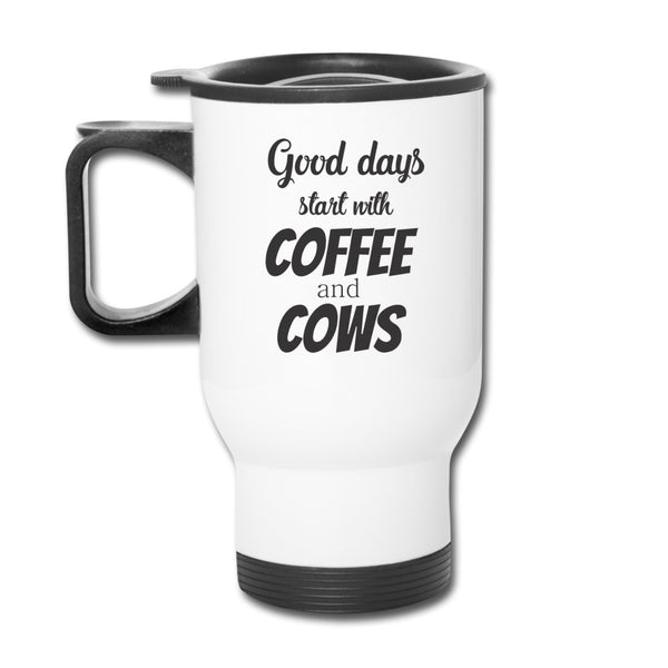 Good days start with coffee and cows 14oz Travel Mug-Travel Mug | BestSub B4QC2-I love Veterinary