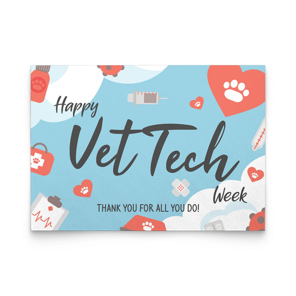 Happy Vet Tech Week Thank YOU - Set of 10 Flat Cards-Postcards-I love Veterinary