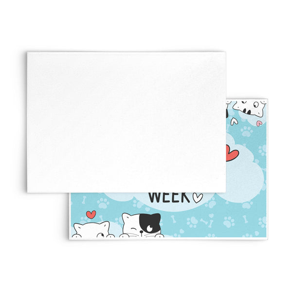 Happy Vet Tech Week with Cats - Set of 10 Flat Cards-Postcards-I love Veterinary