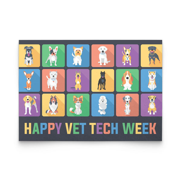 Happy Vet Tech Week with Dogs - Set of 10 Flat Cards-Postcards-I love Veterinary