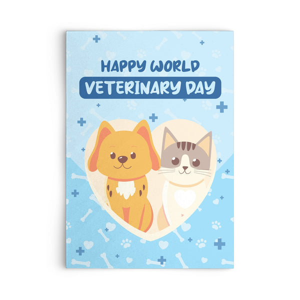 Happy World Veterinary Day! Dog and Cat Flat Card-Postcards-I love Veterinary