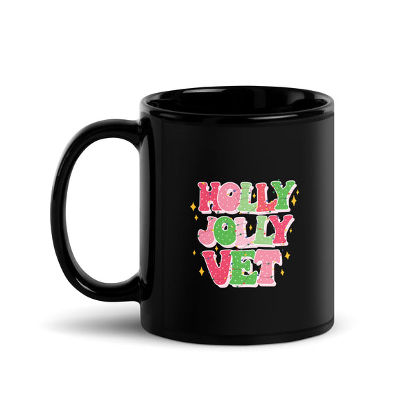 Holly Jolly Vet Full Color Mug-Black Glossy Mug-I love Veterinary