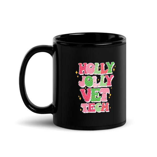 Holly Jolly Vet Tech Full Color Mug-Black Glossy Mug-I love Veterinary