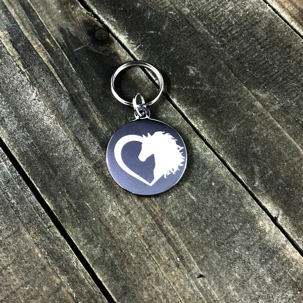 Horse head in heart Stethoscope tag-Stethoscope tag-I love Veterinary