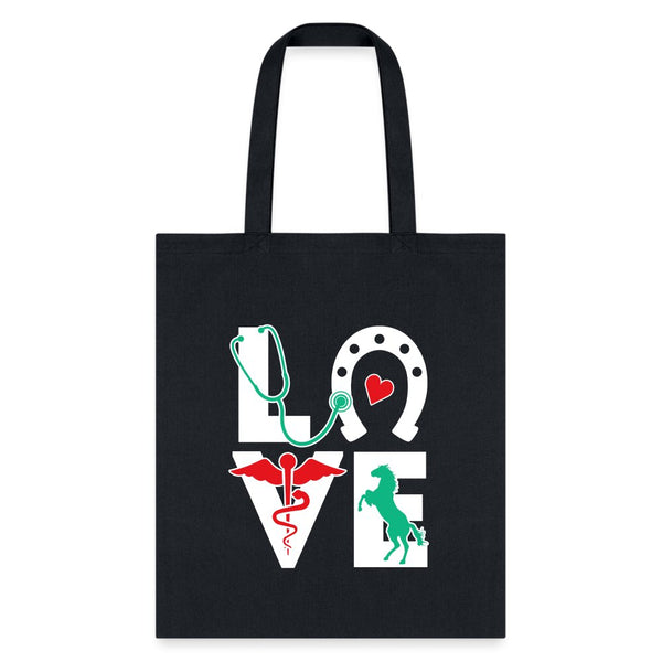 Horse Love Equine Veterinarian Cotton Tote Bag-Tote Bag | Q-Tees Q800-I love Veterinary