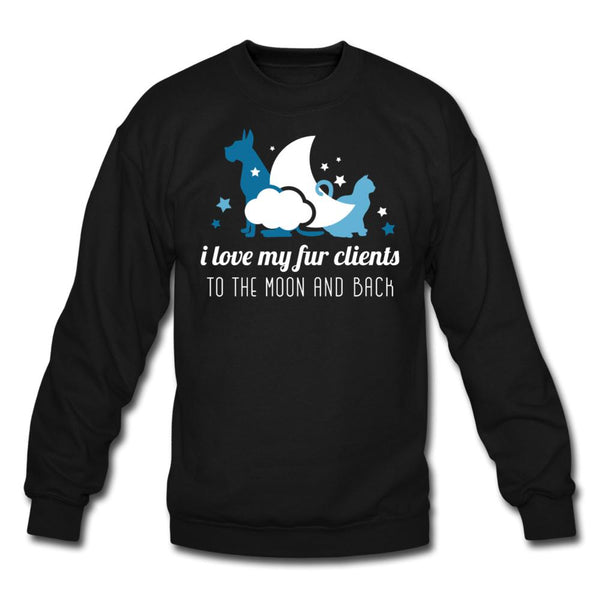 I love my fur clients to the moon and back Crewneck Sweatshirt-Unisex Crewneck Sweatshirt | Gildan 18000-I love Veterinary