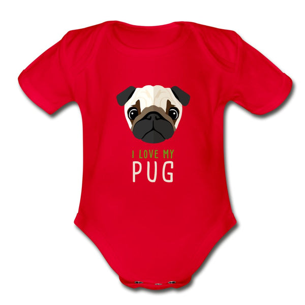 I love my Pug Onesie-Organic Short Sleeve Baby Bodysuit | Spreadshirt 401-I love Veterinary