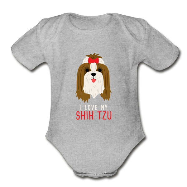 I love my Shih Tzu Onesie-Organic Short Sleeve Baby Bodysuit | Spreadshirt 401-I love Veterinary