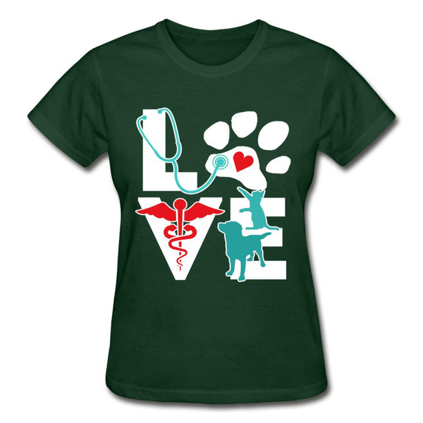 I Love Veterinary Dog and Cat Gildan Ultra Cotton Ladies T-Shirt-Ultra Cotton Ladies T-Shirt | Gildan G200L-I love Veterinary