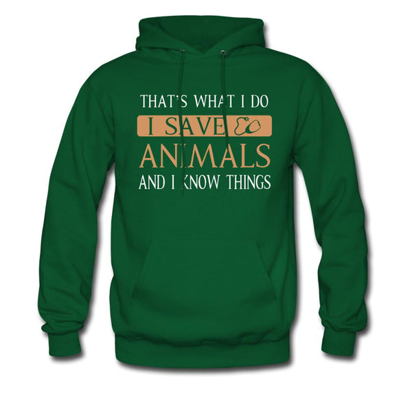 I Save Animals and I Know Things Unisex Hoodie-Men's Hoodie | Hanes P170-I love Veterinary
