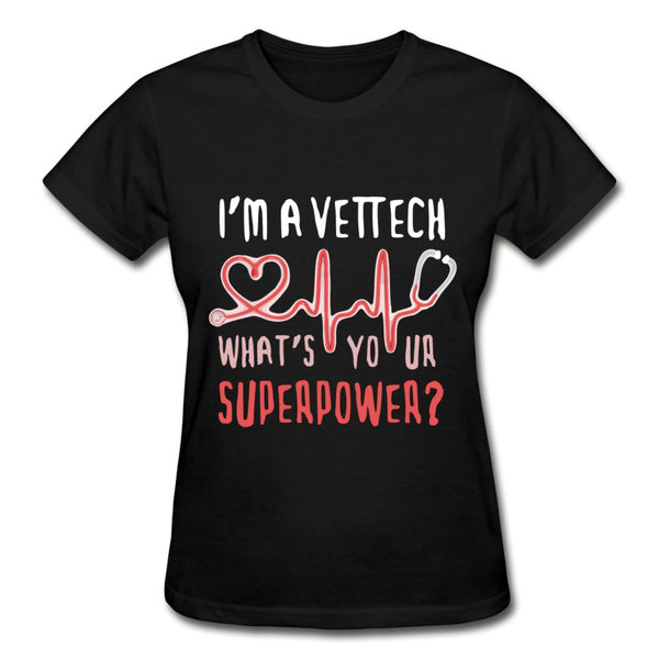 I'm a vet tech, what's your superpower? Gildan Ultra Cotton Ladies T-Shirt-Ultra Cotton Ladies T-Shirt | Gildan G200L-I love Veterinary