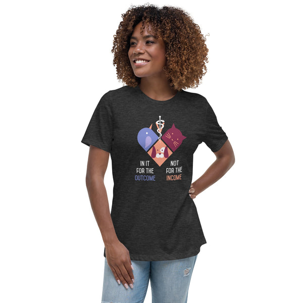 In it for the outcome, not for the income Women's Relaxed T-shirt-Women's Relaxed T-shirt | Bella + Canvas 6400-I love Veterinary
