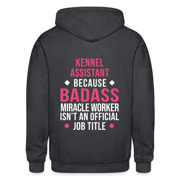 Kennel Assistant, because badass miracle worker isn't an official job title Zip Hoodie Gildan Heavy Blend Adult Zip Hoodie-Heavy Blend Adult Zip Hoodie | Gildan G18600-I love Veterinary