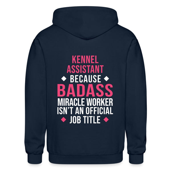 Kennel Assistant, because badass miracle worker isn't an official job title Zip Hoodie Gildan Heavy Blend Adult Zip Hoodie-Heavy Blend Adult Zip Hoodie | Gildan G18600-I love Veterinary