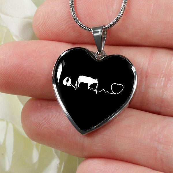 Large Animal Veterinarian Jewelry Gift Luxury Heart Necklace - Cow pulse-Necklace-I love Veterinary