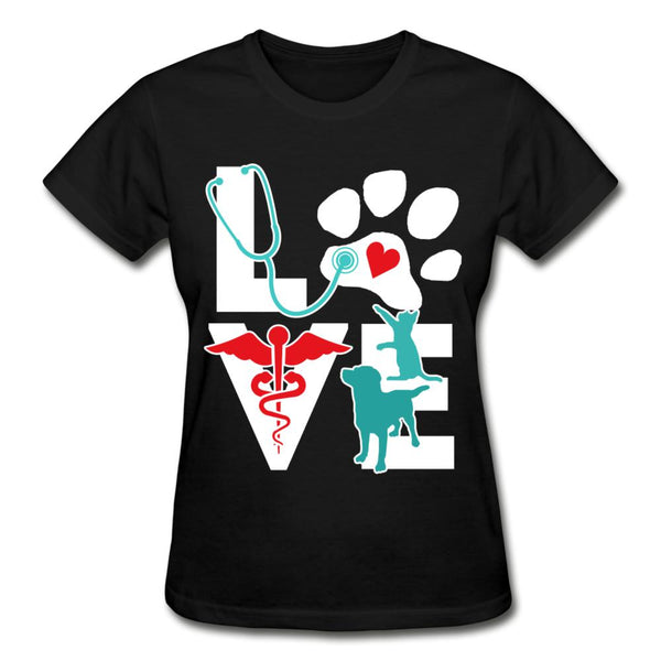 Love cat and dog Gildan Ultra Cotton Ladies T-Shirt-Ultra Cotton Ladies T-Shirt | Gildan G200L-I love Veterinary