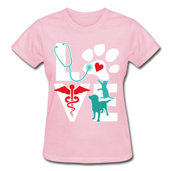 Love cat and dog Gildan Ultra Cotton Ladies T-Shirt-Ultra Cotton Ladies T-Shirt | Gildan G200L-I love Veterinary