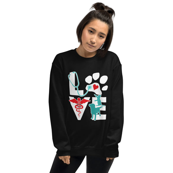 Love Dog and Cat Crewneck Sweatshirt-Unisex Crewneck Sweatshirt | Gildan 18000-I love Veterinary