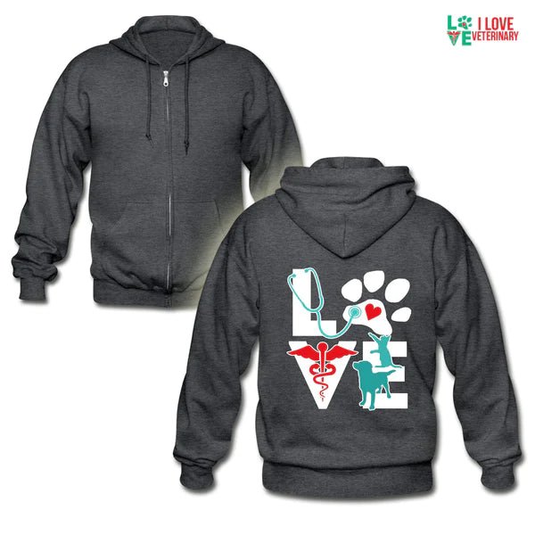 Love Dog and Cat Unisex heavy blend zip hoodie-Unisex Zip Hoodie | Gildan 18600-I love Veterinary