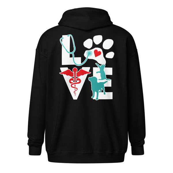 Love Dog and Cat Unisex heavy blend zip hoodie-Unisex Zip Hoodie | Gildan 18600-I love Veterinary