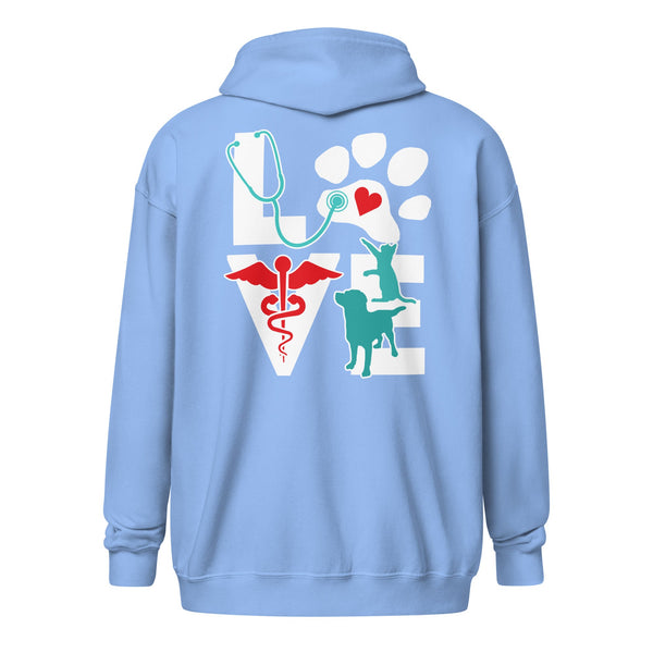 Love Dog and Cat Unisex heavy blend zip hoodie-Unisex Zip Hoodie | Gildan 18600-I love Veterinary