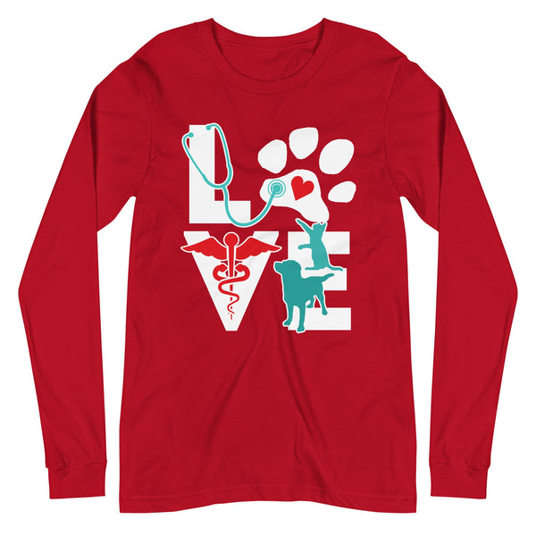 Love Dog and Cat Unisex Premium Long Sleeve T-Shirt-Unisex Long Sleeve Shirt | Bella + Canvas 3501-I love Veterinary