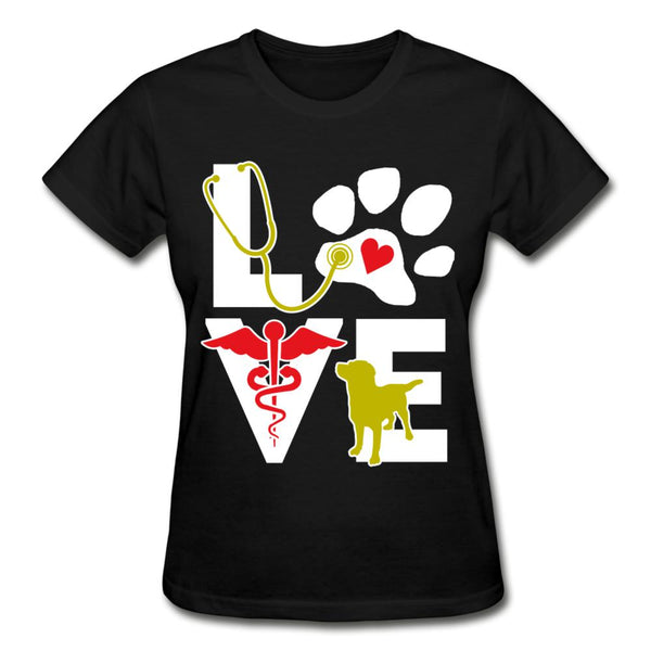 Love dog Gildan Ultra Cotton Ladies T-Shirt-Ultra Cotton Ladies T-Shirt | Gildan G200L-I love Veterinary