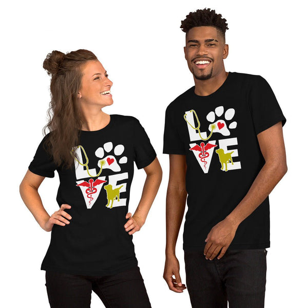 Love dog Unisex T-shirt Bella + Canvas 3001-Unisex T-Shirt | Bella + Canvas 3001-I love Veterinary