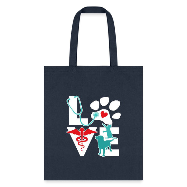 Love Veterinary cat and dog Cotton Tote Bag-Tote Bag | Q-Tees Q800-I love Veterinary