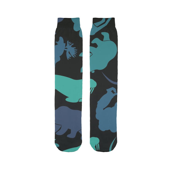 Moose, bear, kangaroo black pattern Sublimation Tube Sock-Sublimation Sock-I love Veterinary