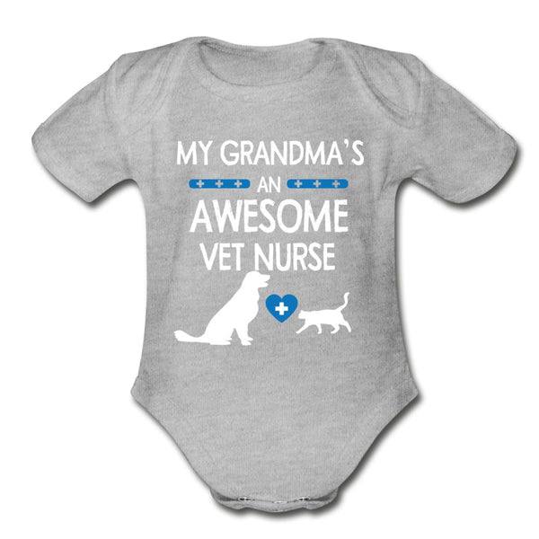 My Grandma is awesome Vet Nurse Organic Short Sleeve Baby Bodysuit-Organic Short Sleeve Baby Bodysuit | Spreadshirt 401-I love Veterinary