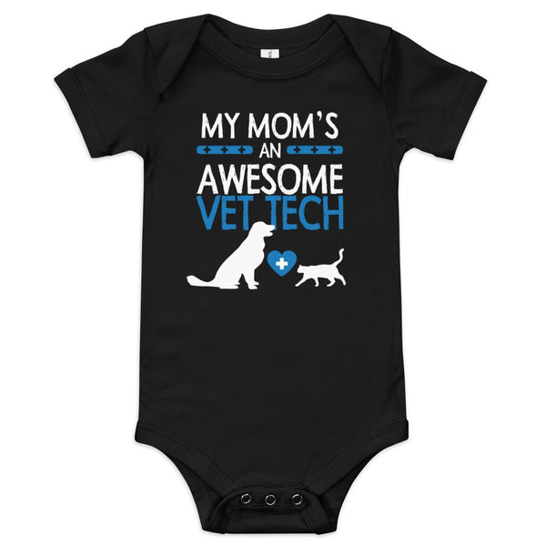 My Mom's an Awesome Vet Tech Baby short sleeve one piece-Baby Jersey Short Sleeve One Piece | Bella + Canvas 100B-I love Veterinary