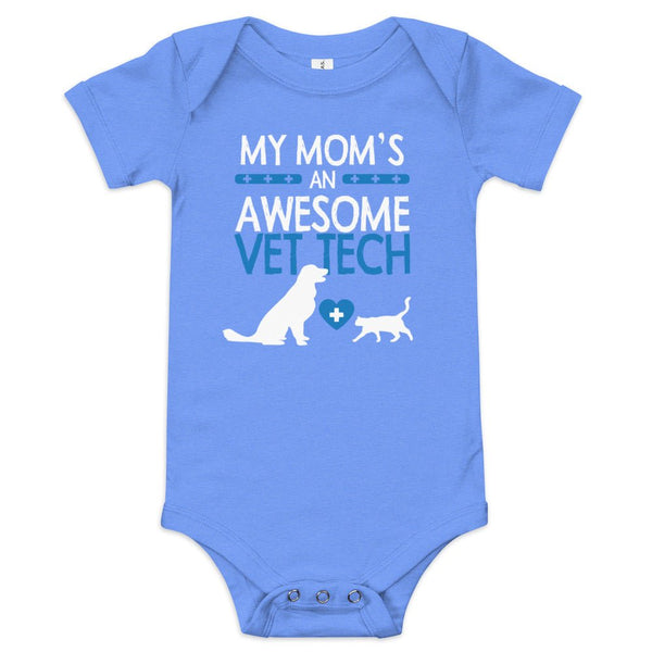 My Mom's an Awesome Vet Tech Baby short sleeve one piece-Baby Jersey Short Sleeve One Piece | Bella + Canvas 100B-I love Veterinary