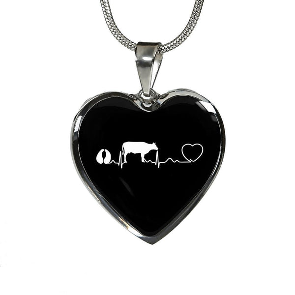 Large Animal Veterinarian Jewelry Gift Luxury Heart Necklace - Cow pulse-Necklace-I love Veterinary