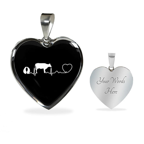 Large Animal Veterinarian Jewelry Gift Luxury Heart Necklace - Cow pulse-Necklace-I love Veterinary