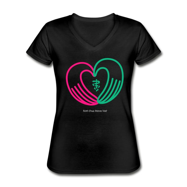 NOMV Heart made of hands Women's V-Neck T-Shirt-NOMV-I love Veterinary