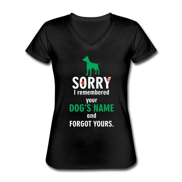 NOMV I remembered your dog's name Women's V-Neck T-Shirt-NOMV-I love Veterinary