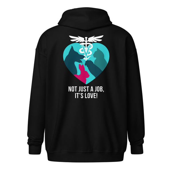 Not just a job it's LOVE Unisex heavy blend zip hoodie-Unisex Zip Hoodie | Gildan 18600-I love Veterinary