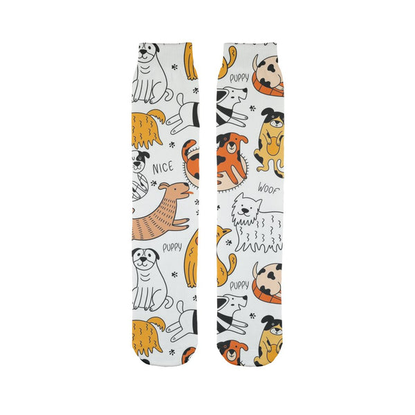 Orange Dogs pattern Sublimation Tube Sock-Sublimation Sock-I love Veterinary