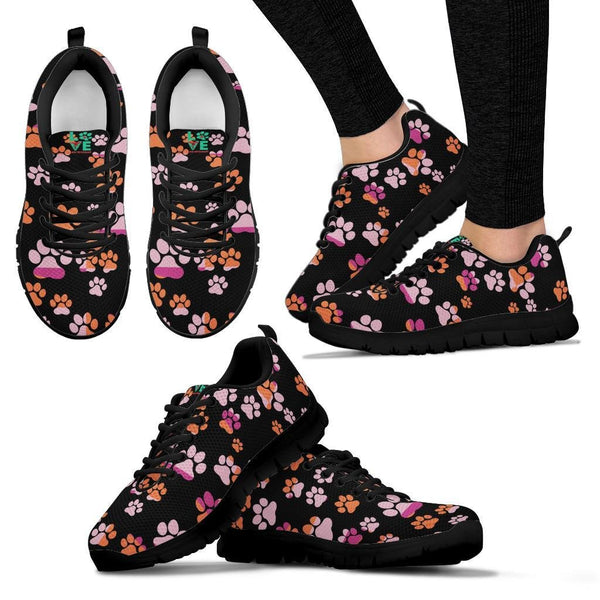 Pawprints Pattern Colorful - Women's Sneakers-Sneakers-I love Veterinary