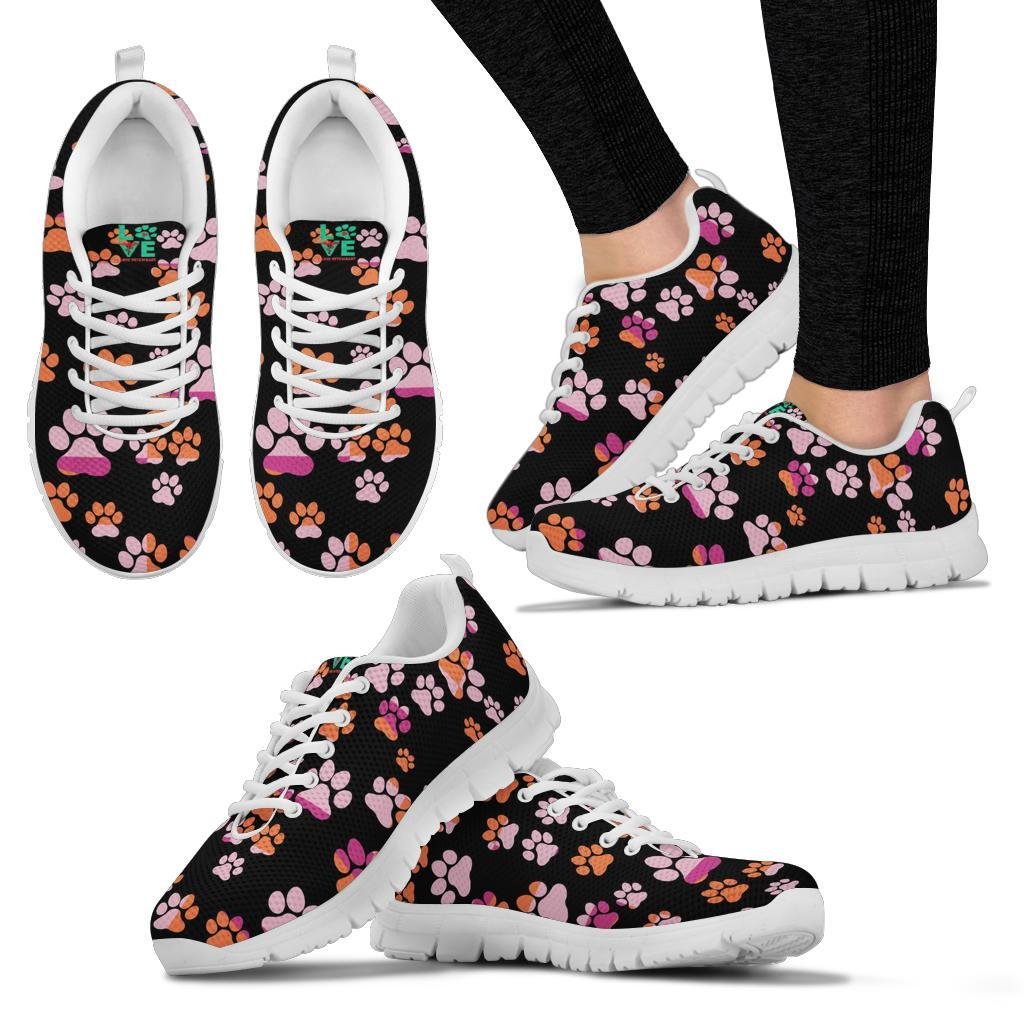 Pawprints Pattern Colorful - Women's Sneakers-Sneakers-I love Veterinary