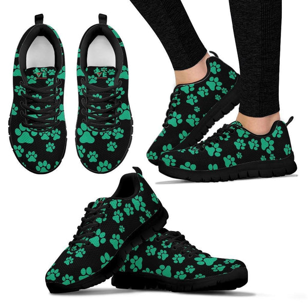 Pawprints Pattern Teal - Women's Sneakers-Sneakers-I love Veterinary